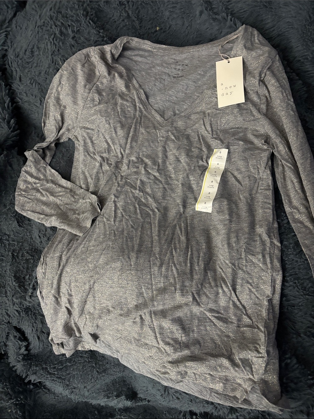 a new day Silver-Gray V-Neck Long Sleeve Top